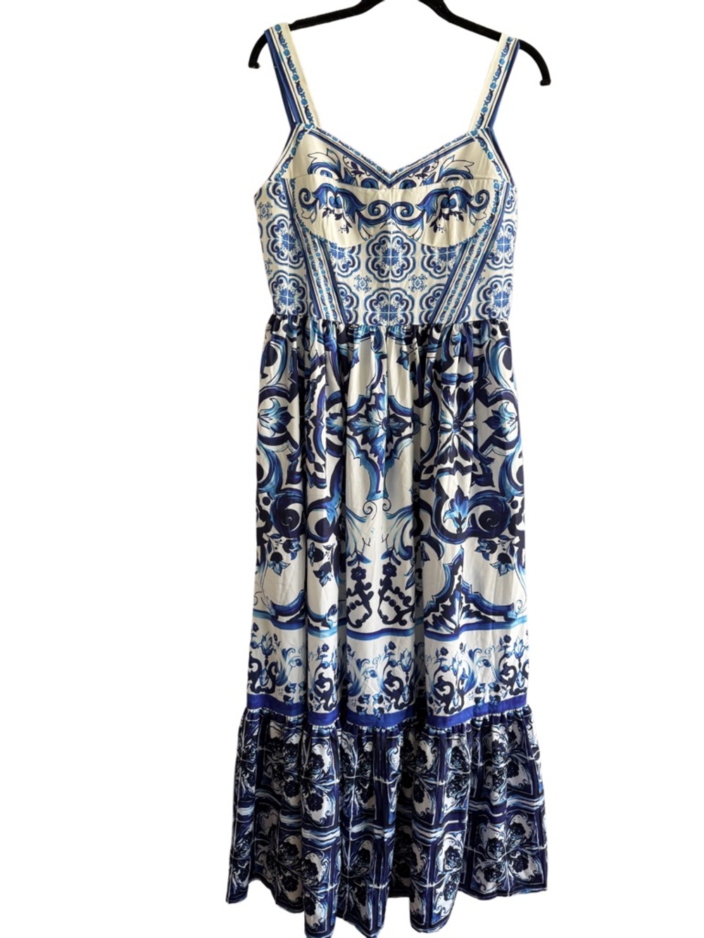 Designer-Style Majolica Blue Maxi Maxi Sun Dress